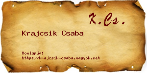 Krajcsik Csaba névjegykártya
